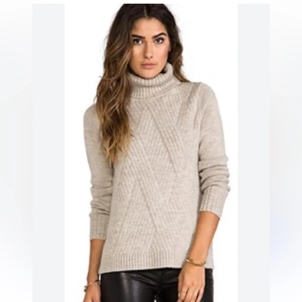 Vince Traveling Rib Turtleneck merino alpaca camel Large almondine